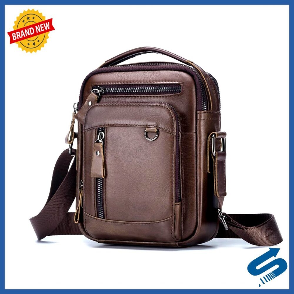 Genuine Leather Shoulder Bag Briefcase Messenger Crossbody Men's Classic